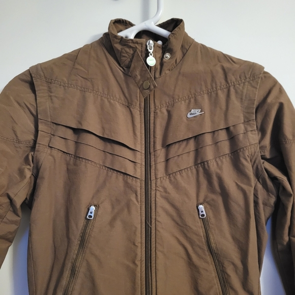 Nike Women Motorcycle Brown Full Zip Two-Way Jacket Vest Top - Picture 2 of 16